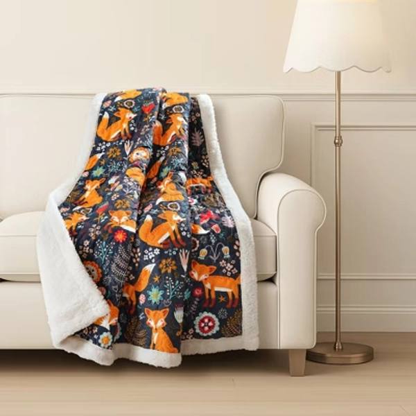 Lush Decor Pixie Fox Faux Shearling Throw Navy 50x60