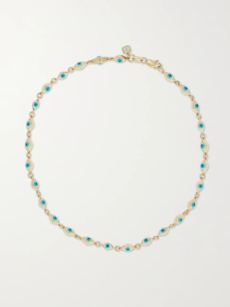 Mini Evil Eye 14-karat gold and enamel anklet - gold - One Size