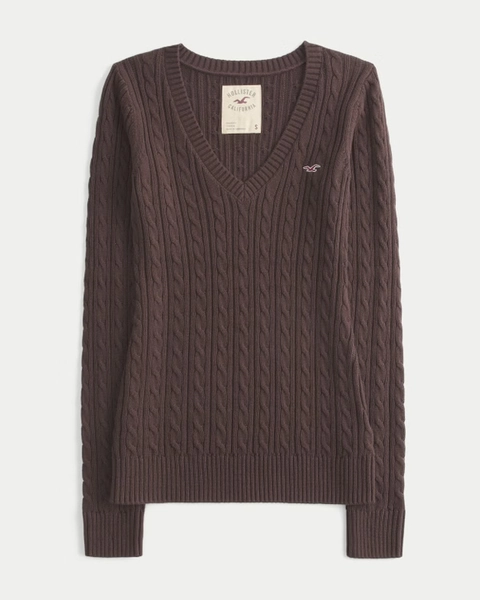 Hollister Ivy Cable-Knit V-Neck Sweater