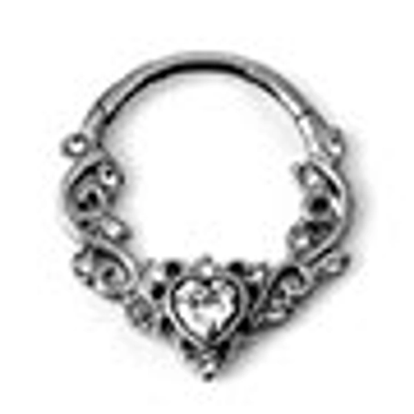 Heart Filigree Multi-Gem Septum Clicker Steel Piercing