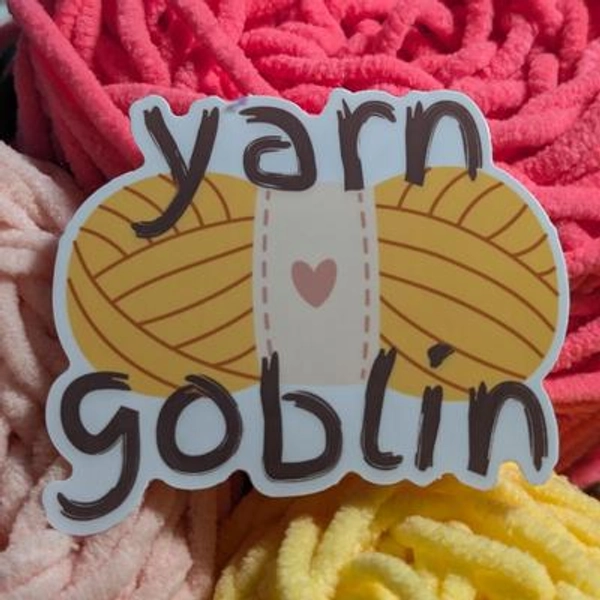 Yarn Goblin Vinyl Sticker, Water Bottle Sticker, Laptop Sticker, Funny Sticker, Gift for Crocheter, Waterproof, Knitter Gift