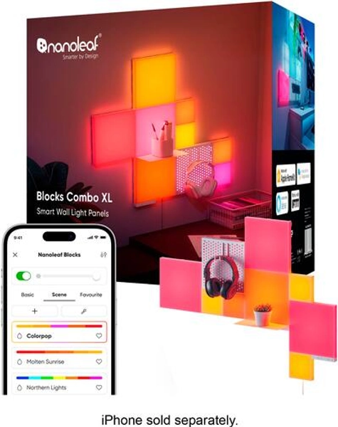 Nanoleaf - Blocks Combo XL Smarter Kit - Smart LED Wall Light Panels - Multicolor