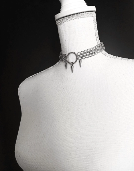 Chainmail Necklace Spiked Cones in Stainless Steel, Custom Size - Etsy