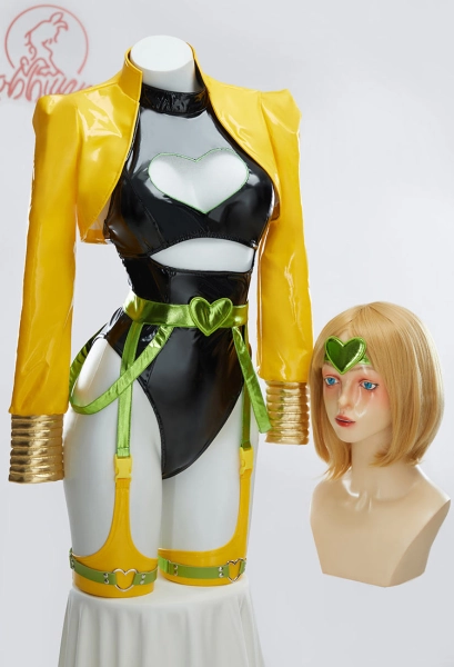 Dio Derivative Sexy Lingerie Suit Heart Cutout Bodysuit with Short Jacket and Belt