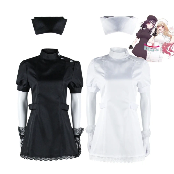 Costume de cosplay d'infirmière Marin Kitagawa Shizuku Kuroe de My Dress Up Darling, uniforme noir et blanc, tenue de personnage d'anime - AliExpress 