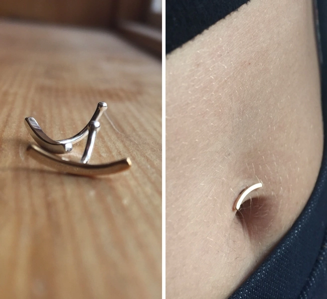 Lunula Ball-Ping and Plug Belly Button Barbell | minimal floating piercing ring jewelry simple small petite contemporary body dance dainty