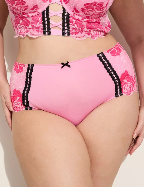 Ribbon-Slot Full Brief Panty