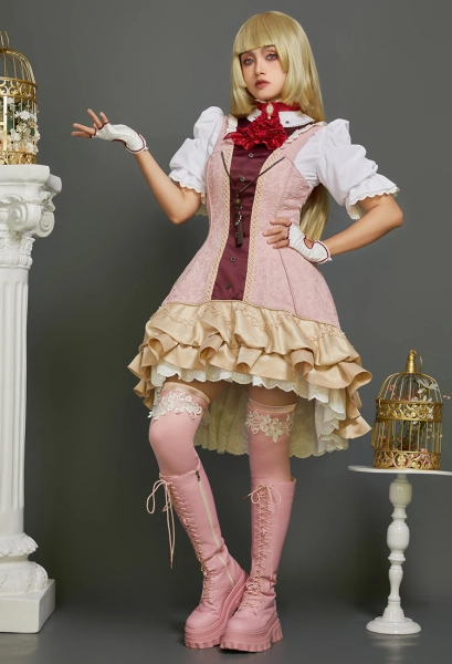 Tekken 8 Lili Cosplay Costume Court Style Shirt and Dress with Gloves Thigh-high Stockings