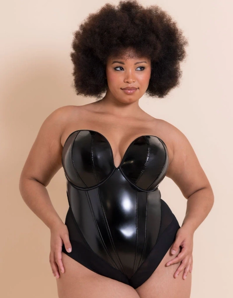 Scantilly Classique Plunge Trägerloser Wattierter Body Schwarz