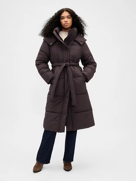 Belted Long Puffer Coat medium 