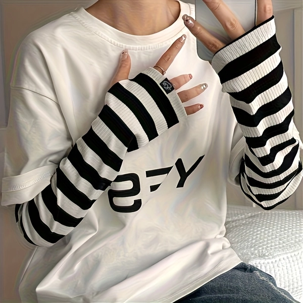 TEMU 1 Pair Summer Cooling Arm Sleeves, Loose Striped Ice Sleeves - Unisex Arm Sleeves