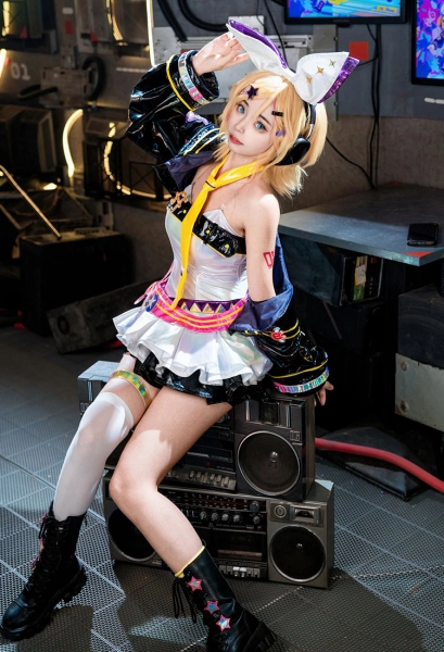 Premium Full Set Muse Dash Rin Cosplay Costume Dress Coat with Complete Accessories