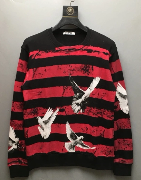 Red And Black Striped Dove Sweatshirt | Seonghwa - ATEEZ - Fashion Chingu