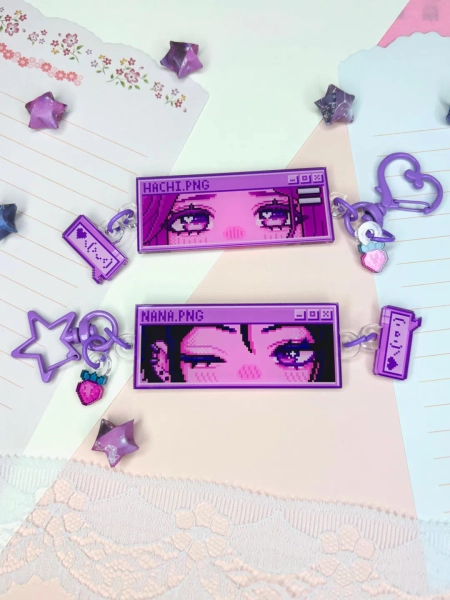 Nana and Hachi Acrylic Keychain: Shoujo Anime Pixel Art - Etsy
