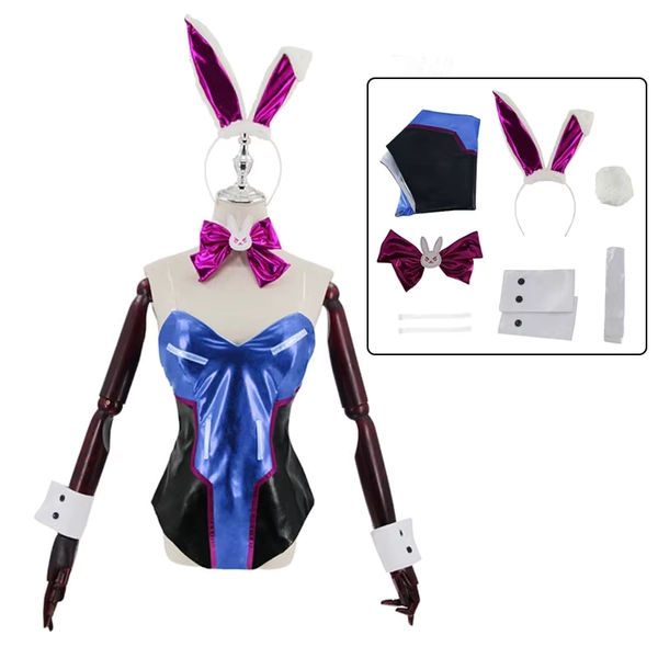 Game OW DVA Cosplay Sexy Bunny Girl Jumpsuit Song hana D.VA Cosplay Costume Halloween Women Romper Jumpsuits - AliExpress