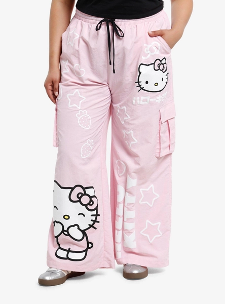 Hello Kitty Pink Nylon Cargo Pants Plus Size