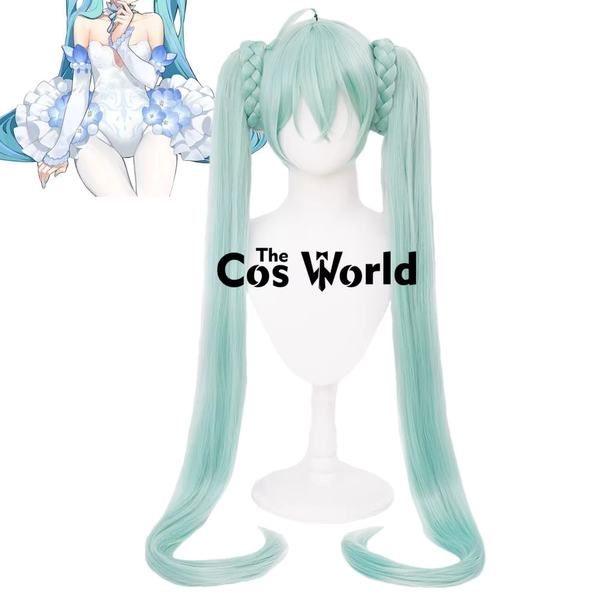 Miku Flower Fairy Nemophila 110 cm/43 Zoll lange, gerade Halloween-Anime-Cosplay-Perücken aus Kunsthaar + Perückenkappe - AliExpress