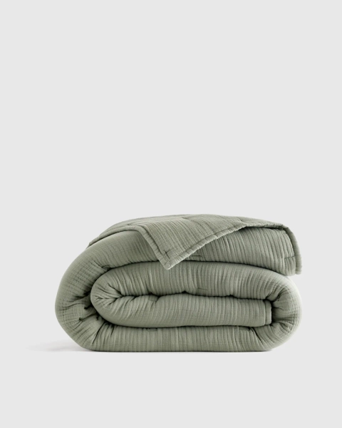 100% Organic Cotton Gauze Dream Quilt in Dried Sage