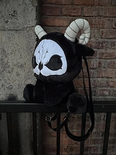 [$83.00]Black and White Grim Reaper Gothic Plush Backpack Bag