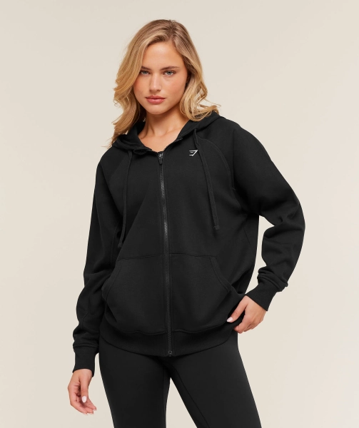 Gymshark Training Fleece Oversized Zip Hoodie - GS Black