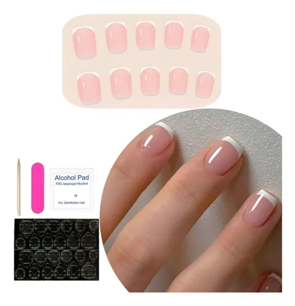24pzs Press On Tips Uñas Postizas  Soft Gel Frances Obp Kiss