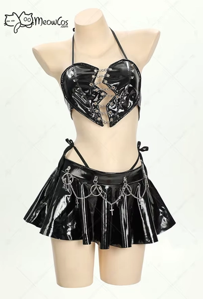 Meowcos Women Broken Heart Gothic Lingerie Set - AliExpress 200000532