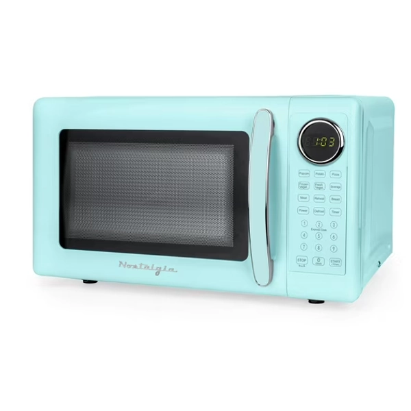 Nostalgia Retro 700W Microwave Oven – 0.7 Cu Ft Capacity – Aqua