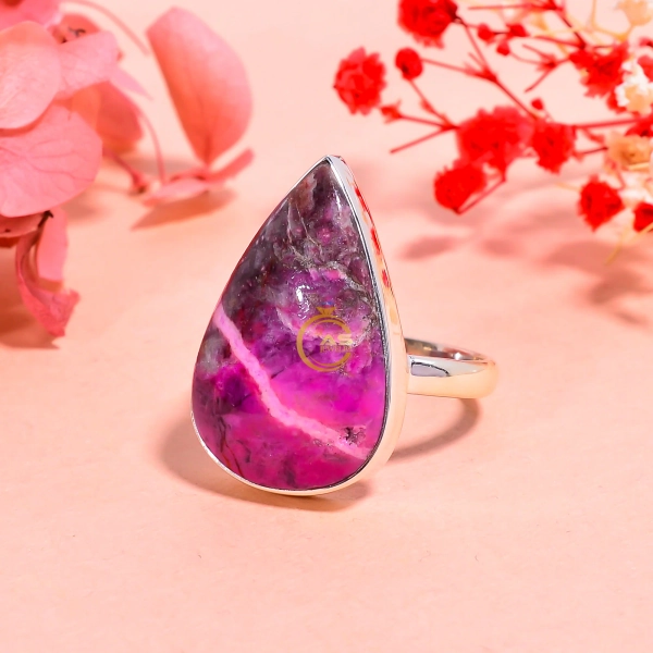 Handmade Pink Cobalt Calcite Ring: 925 Sterling Silver Statement Jewelry