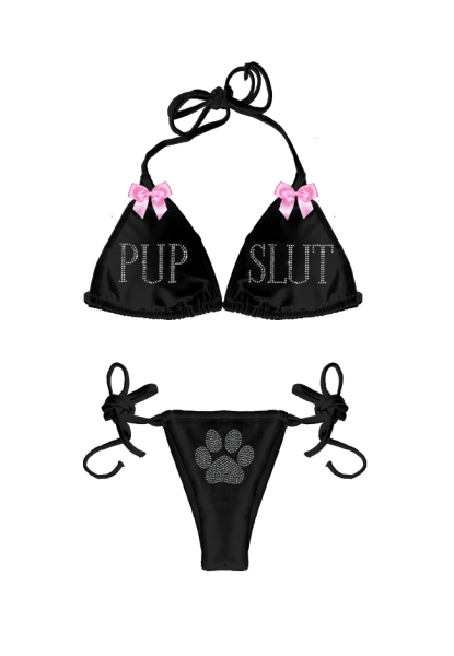 PUP SLUT RHINESTONE SWIMSUIT SET