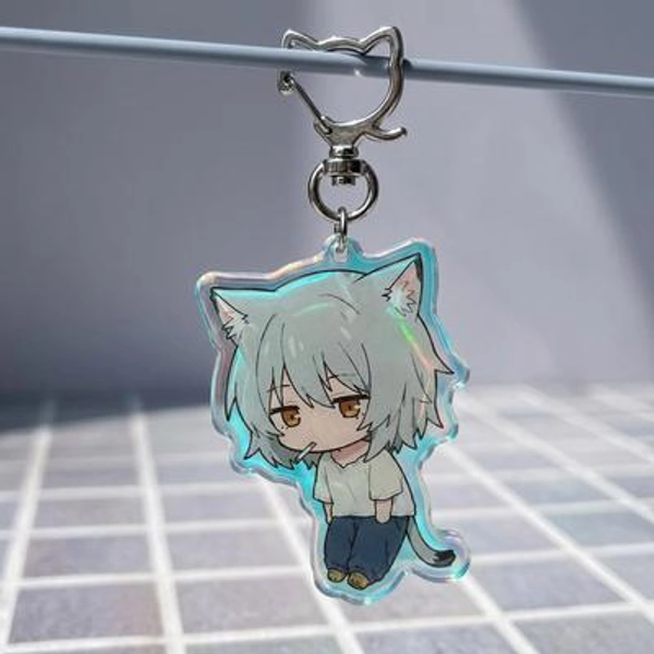 Chainsmoker Cat Yaniko Inspired Keychain - Anime Fan Gift