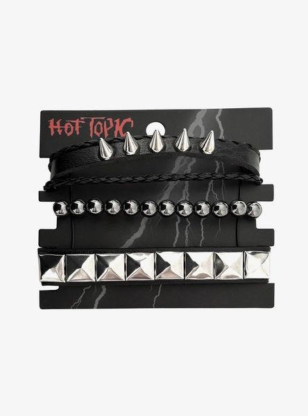 Spiked Stud & Bead Bracelet Set