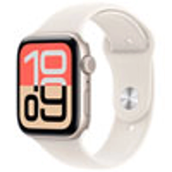 Apple Watch SE 3 (GPS + Cellular) 44mm Starlight Aluminum Case with Starlight Sport Band - Medium/Large