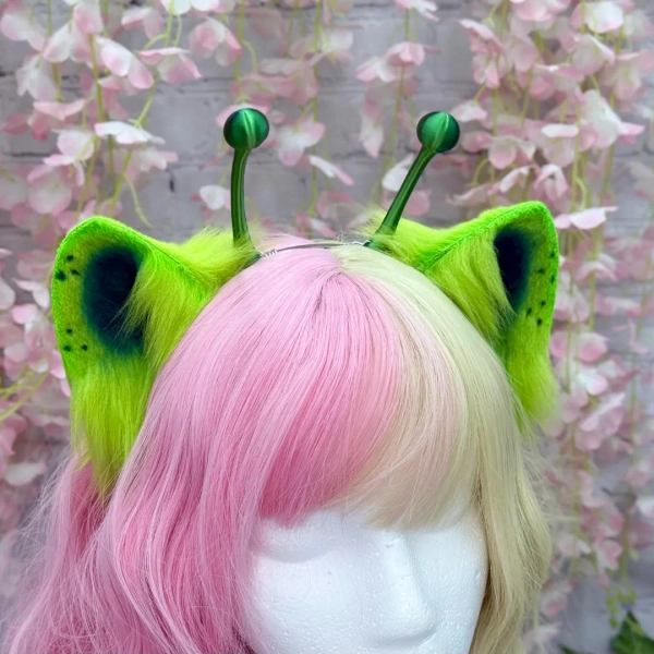 Alien Cat Ears Headband: Green & Blue Antenna Kemonomimi - Etsy