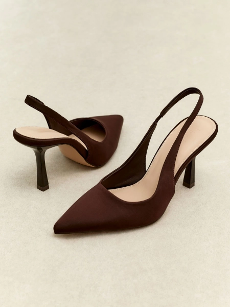 Linzi Brown Dark Dash Slingback Court Heels Size 7