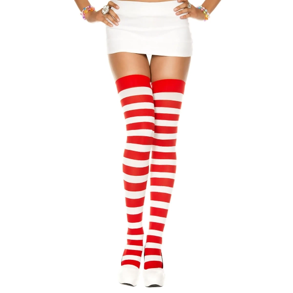 Red & White Stripe Thigh Highs - Women's Lingerie | Adam & Eve