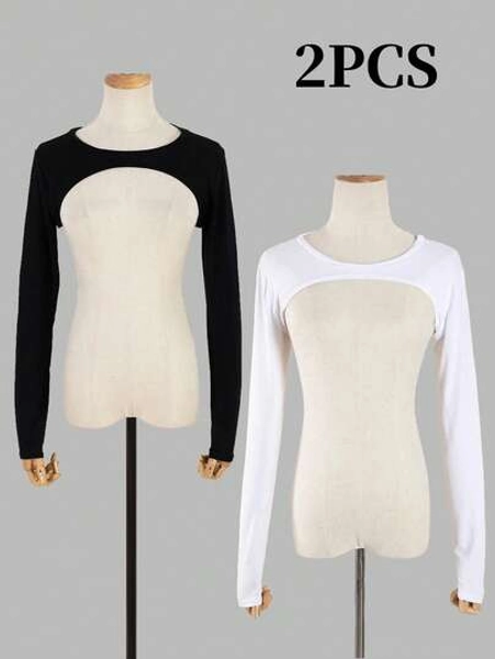 1pc/2pcs Solid Long Sleeve arm covers