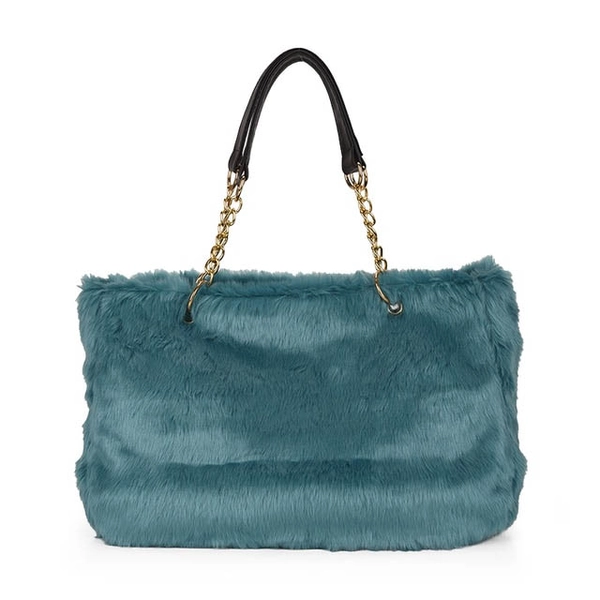 Emma Jones Plush Shopping Totes Metal Chain Totebag Bags - SkyBlue in Bags, Backpacks, Handbags & Wallets - $53.57