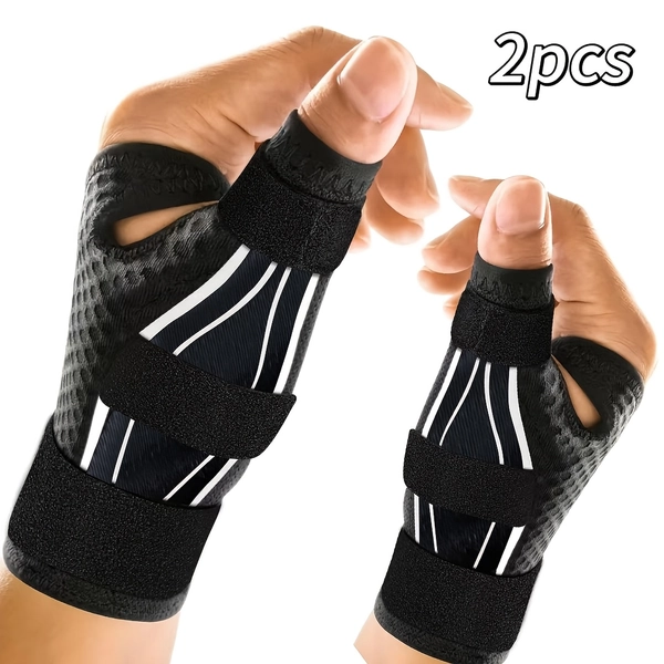 TEMU 2pcs Thumb Support Wrist Brace, Breathable Thumb Design, Dual Support Straps, Adjustable Strap Tension, Hook-and-loop Compression Wrist Wrap,