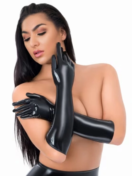 Latex Fetishwear Black Full Length Gloves