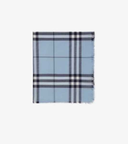 Wide Check Wool Scarf in Bank blue | Burberry® Official