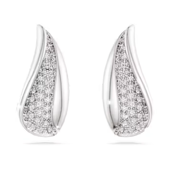 Swarovski Classica drop earrings, Round cut, White, Sterling silver