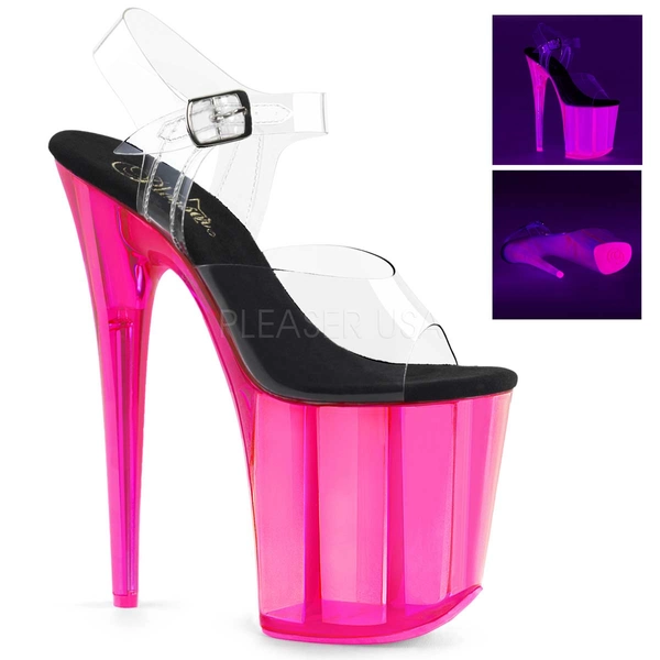 Pleaser Flamingo-808UVT - Clear Pink Tinted  in Sexy Heels & Platforms - $71.95