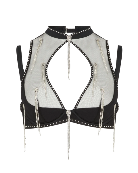 Crystalina High Neck Non Padded Bra in Black | By Agent Provocateur