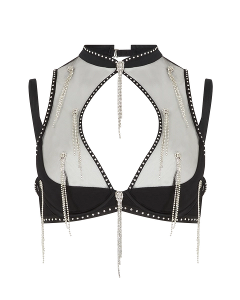 Crystalina High Neck Non Padded Bra in Black | By Agent Provocateur