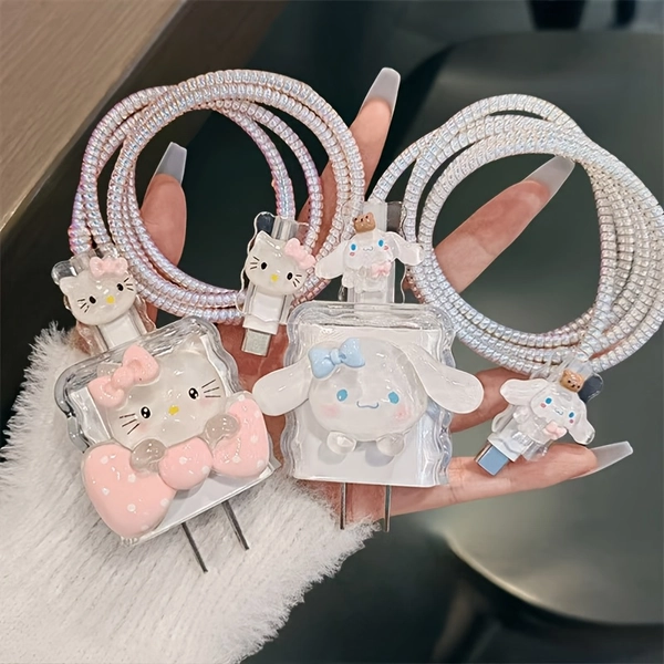 Cute Kitty Cat Cinnamoroll Apple iPhone Fast Charger Data Cable Protective Case 18/20W