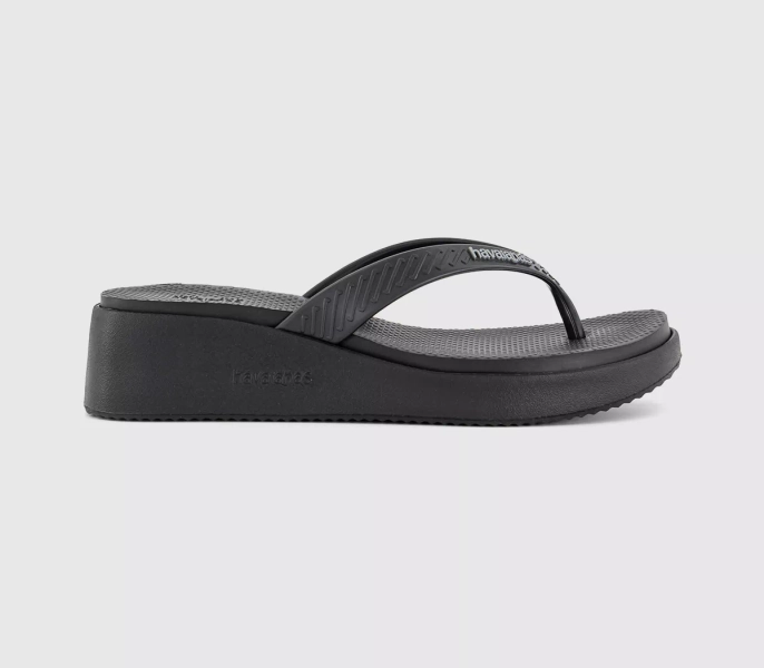 Havaianas High Platform Flip Flops Black - Holiday Shop