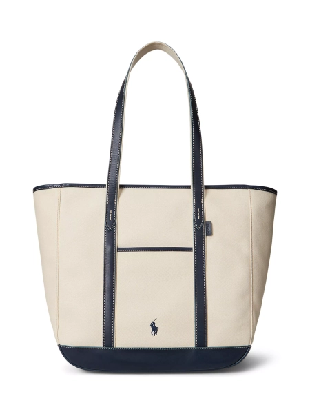 Polo Ralph Lauren Leather Trim Canvas Shopper Tote Bag