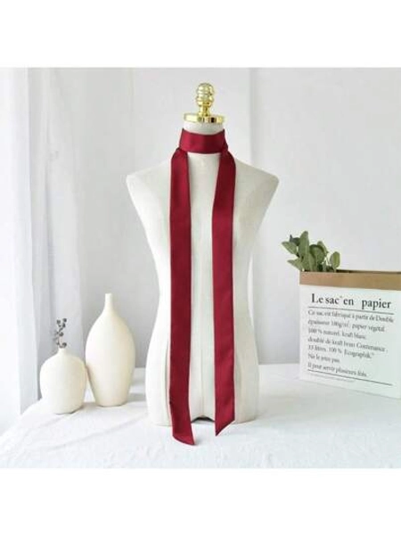 1pc New Fashion Solid Color Silk Scarf Hairband, Slim Narrow Long Strip Hair Scarf For Professional Dressing Bandana,Hair Band,Head Band Ideal For Dressing Up Your Look,School