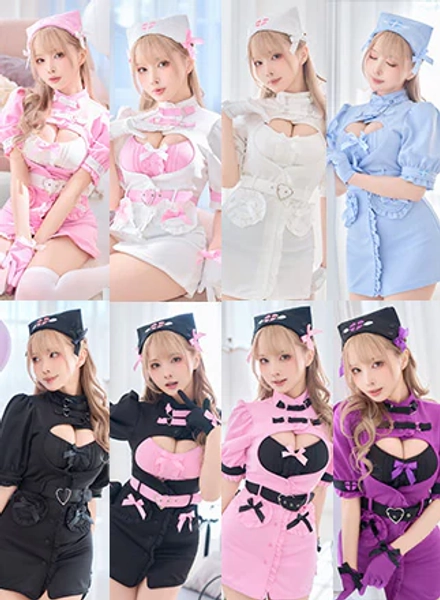 【ホワイト×ピンクは予約】ルミナスハートナース《オリジナルコスプレ7点セット》【Malymoon/マリームーン】【9924-3】