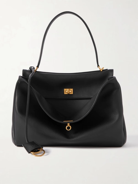 Rodeo medium leather shoulder bag - black - One Size